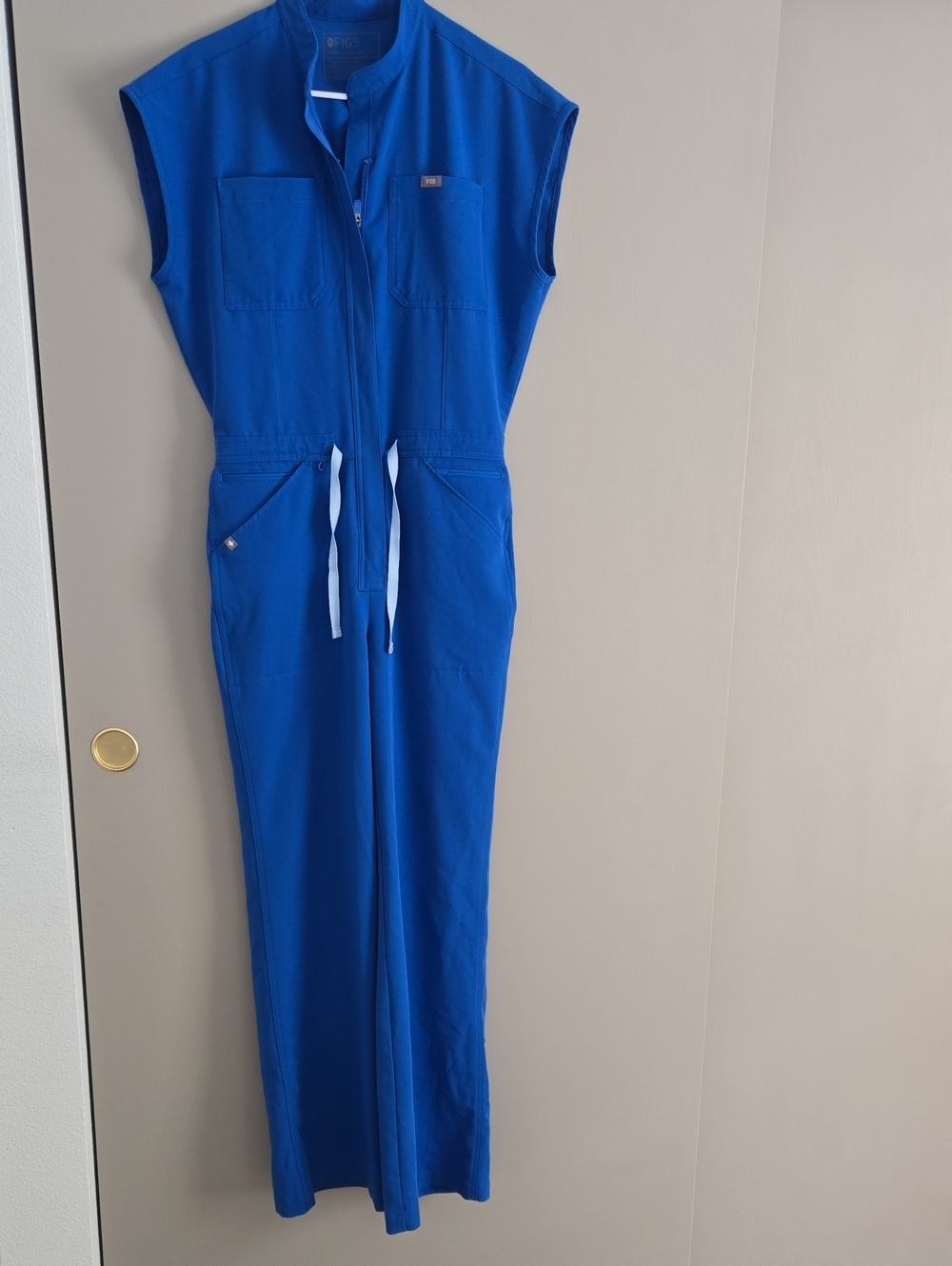 Figs Wide Leg Rafaela Women's Scrub Jumpsuit Royal Blue - Small Tall